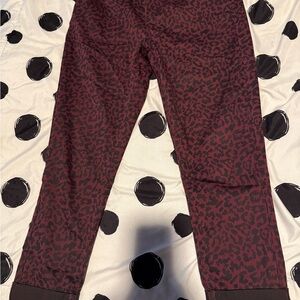 Women’s Maroon Leopard Print Pants, high rise, skinny fit